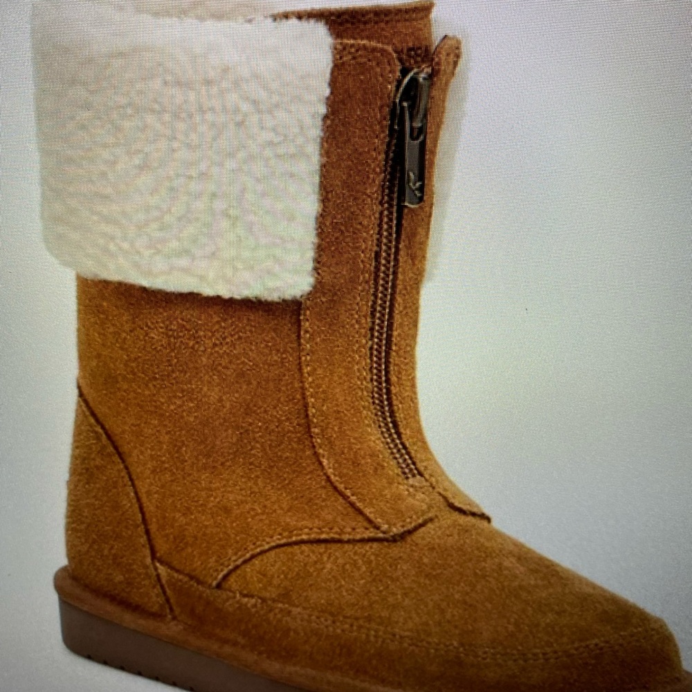 Kookaburra by UGG Kids Lytta Short Chestnut Suede Fur Zip Boots Sz 5